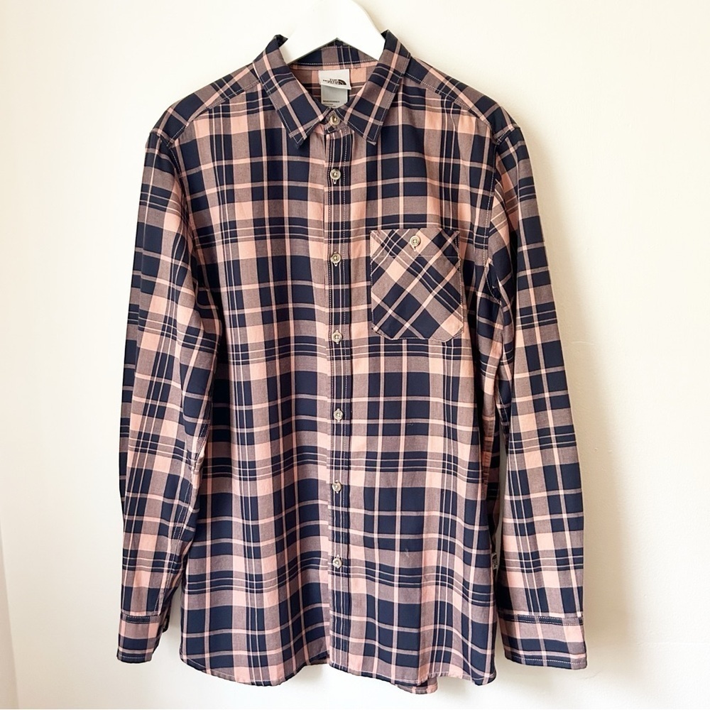 The North Face Hayden Pass 2.0 Shirt Navy Pink Plaid Pattern Button Up - Sz L